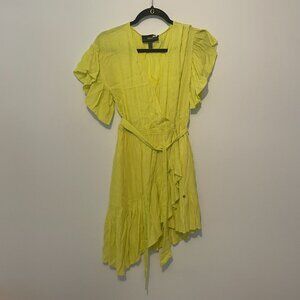 NISSA Asymmetrical Ruffle mini dress Bright yellow/green size 2